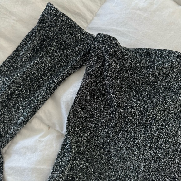 Black Sparkly Off the Shoulder Crop Top - Picture 2 of 2